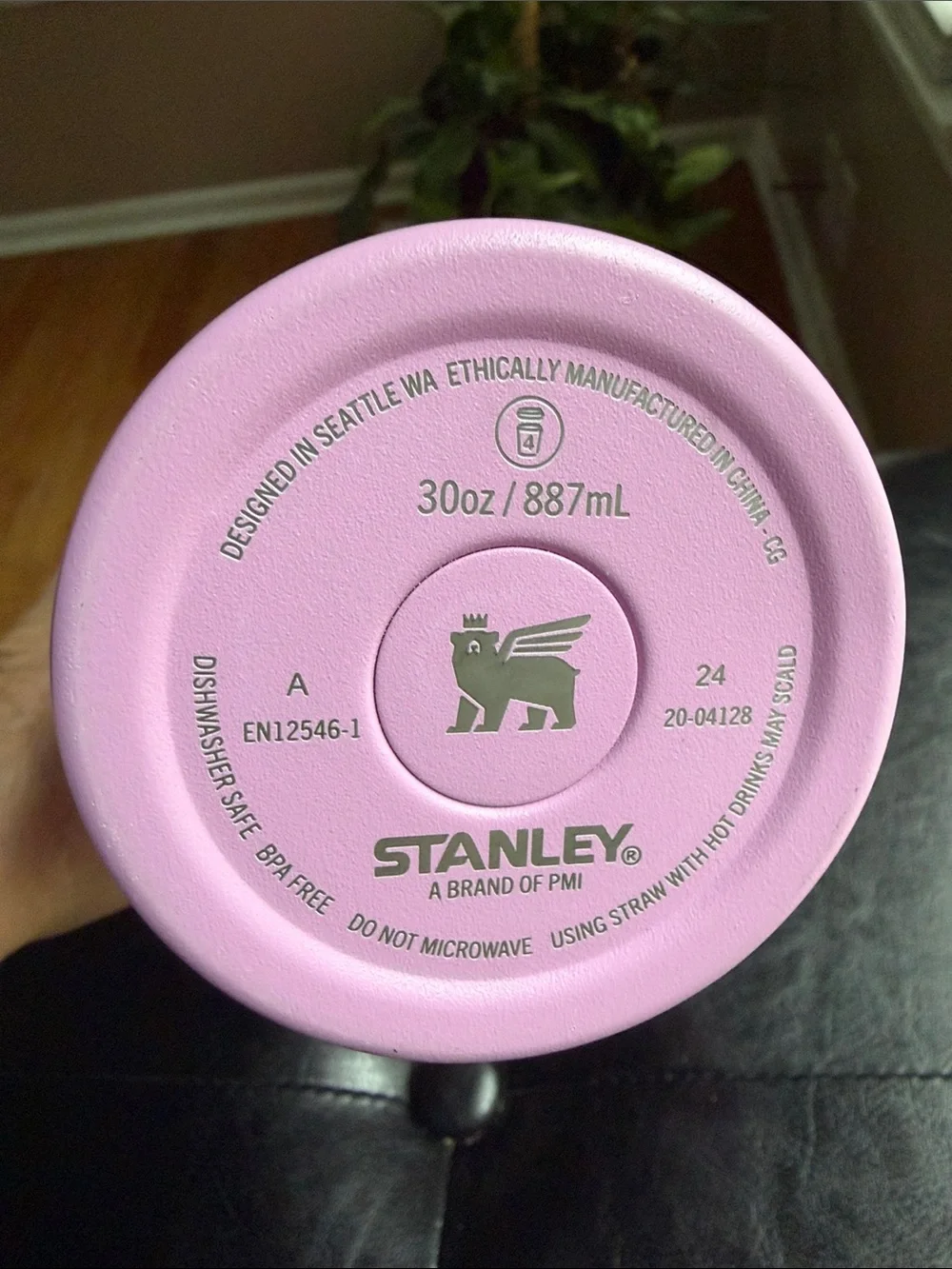Stanley Pink Travel Tumbler with Handle and Clear Lid